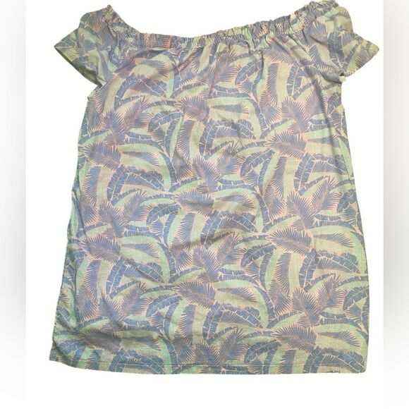 Vineyard Vines Hibiscus Print Island Palm Cotton Off The Shoulder Mini Dress - Picture 2 of 7